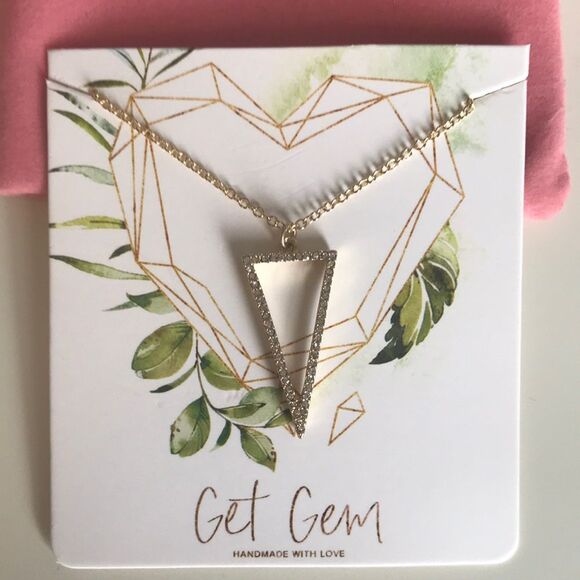 Get Gem - Pave Triangle Necklace - Handmade - New - Picture 1 of 2